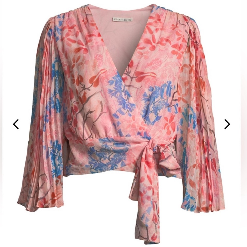 Alice + Olivia Bray Wrap Top in Lola Floral